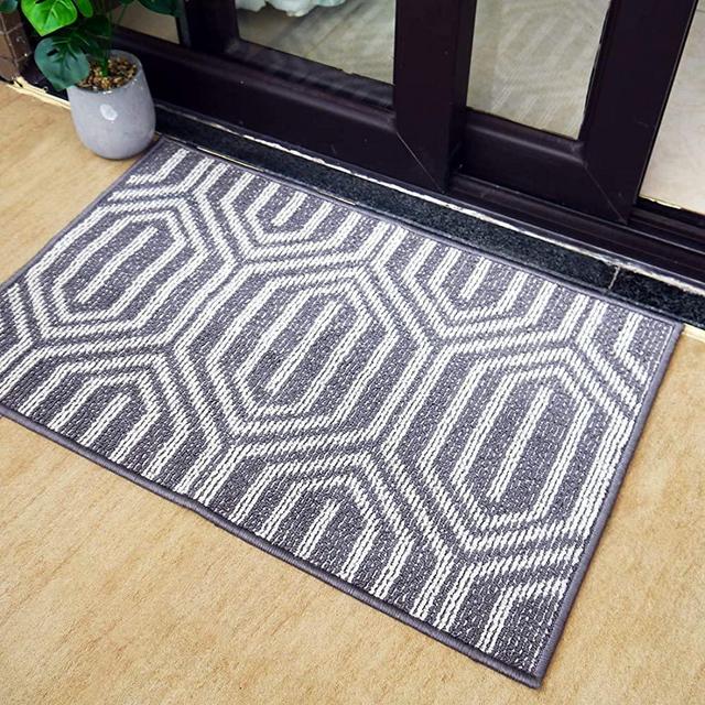 Indoor Doormat Entrance,Outdoor Mat for Front Door, Waterproof and No-Slip Inside Floor Rubber Carpets Washable Area Rug for Home, Entry, Bathroom, Living Room, 20" X 32"Grey-Time Cloister