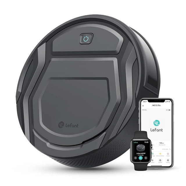 Lefant M210 Pro Robot Vacuum Cleaner,Super Thin,Powerful Suction,Quiet,Self-Charging Robotic Vacuum Cleaner,Cleans Hard Floors to Medium-Pile Carpets,120 Mins Runtime,APP/Voice/WiFi/Alexa Control,Grey