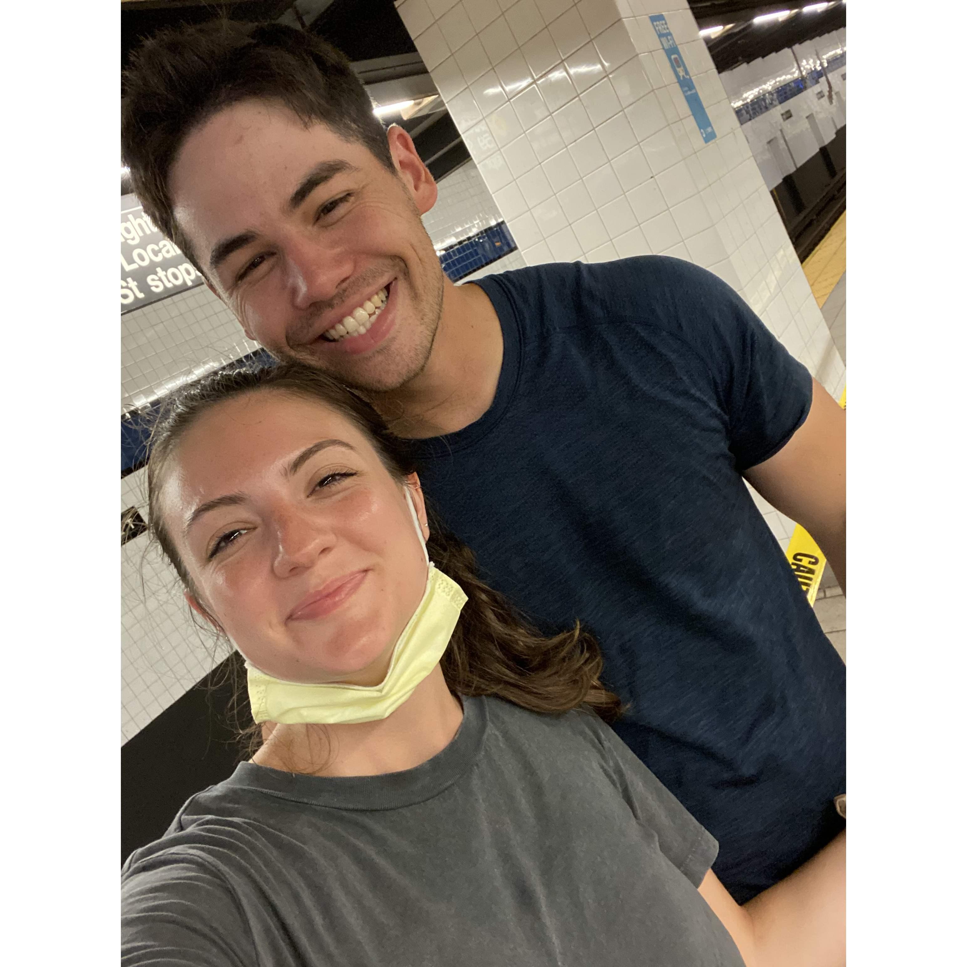 Early morning subway ride to LGA.