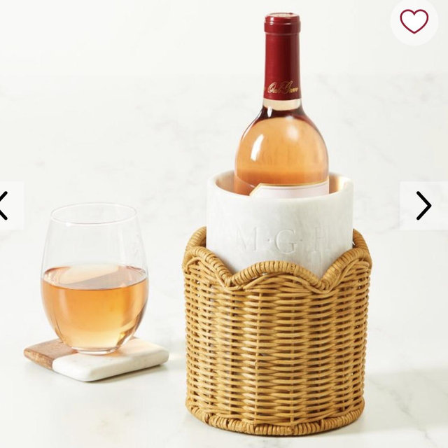 Scalloped Wicker and Marble Wine Chiller