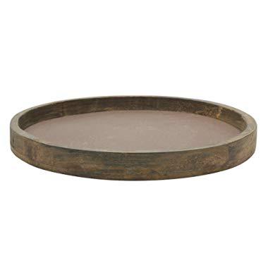 Stonebriar Rustic Natural Wood and Metal Candle Holder Tray, Home Decor Accessories for the Coffee Table and Dining Table, Large