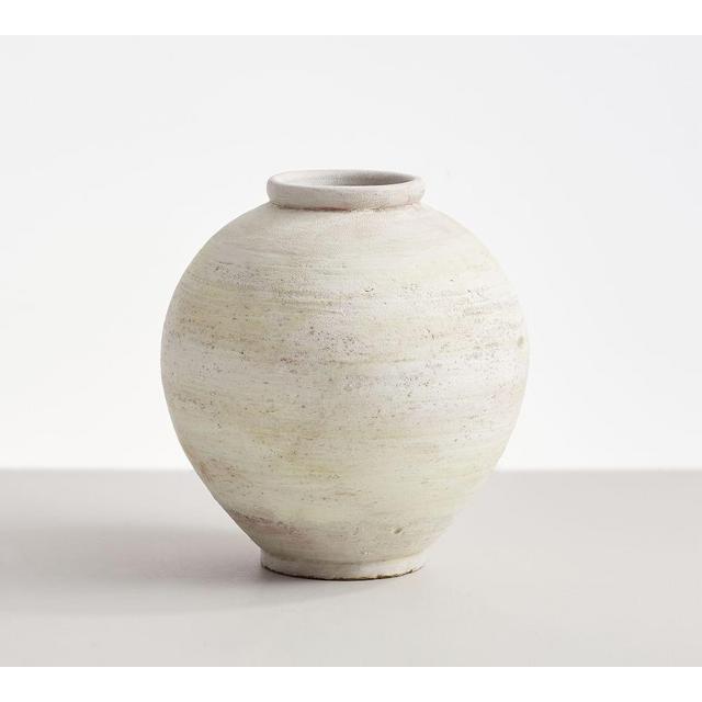 Artisan White Vase Collection, Short Round, White