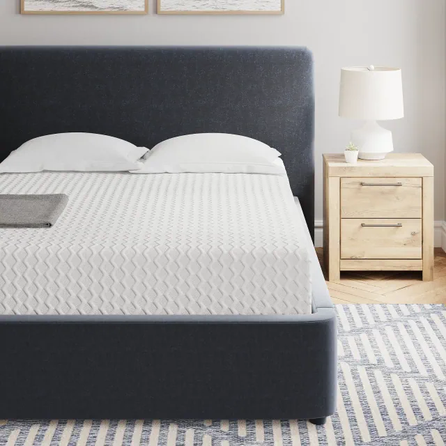 Signature Design by Ashley 12 Inch Chime Medium Firm Charcoal Gel & Green Tea Infused Memory Foam King Mattress for Pressure Relief