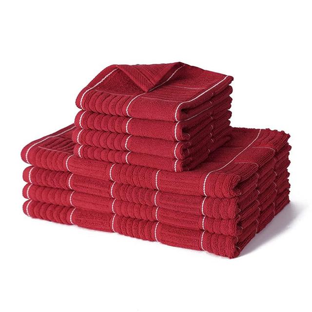 Glynniss Kitchen Towels and Dishcloths Set, Four Kitchen Dish Towels 16x26 Inches, Four Absorbent Dish Cloths for Washing Dishes 12x12 Inches, Cleaning and Drying for Everyday Use Pack of 8 (red)