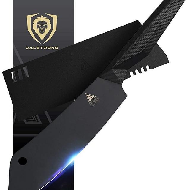 Dalstrong 'The Crixus' Chef Cleaver Hybrid Knife - 8" - Shadow Black Series - Black Titanium Nitride Coated - High Carbon - 7CR17MOV-X Vacuum Treated Steel- Sheath - NSF Certified