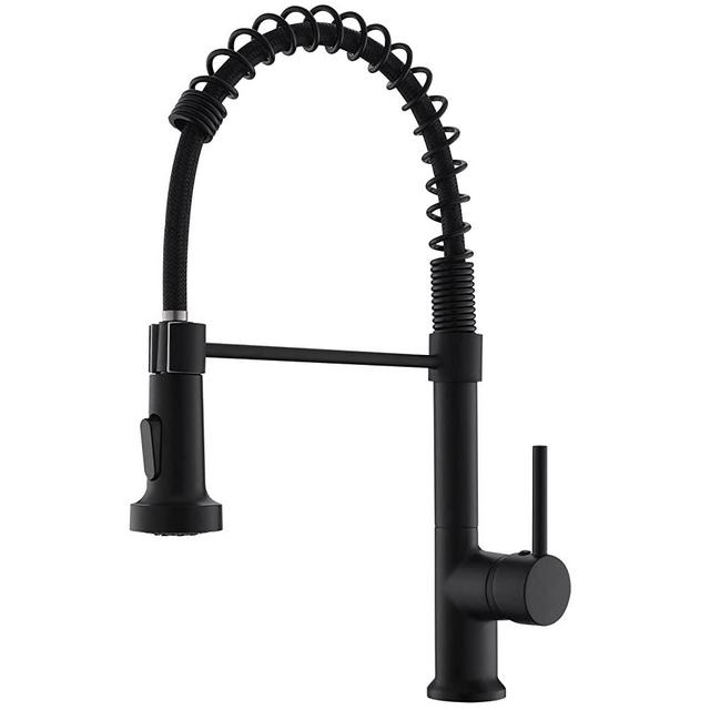 GIMILI Modern Kitchen Faucet with Pull Down Sprayer Commercial Single Handle Lever Spring Kitchen Sink Faucet Matte Black