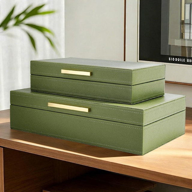Kesiya Decorative Storage Boxes with Lids, Set of 2 PU Leather Memory Box for Keepsakes, Beautiful Large Decorative Box for Home Decor – Safely Store Jewelry, Documents & Photos (Sage)