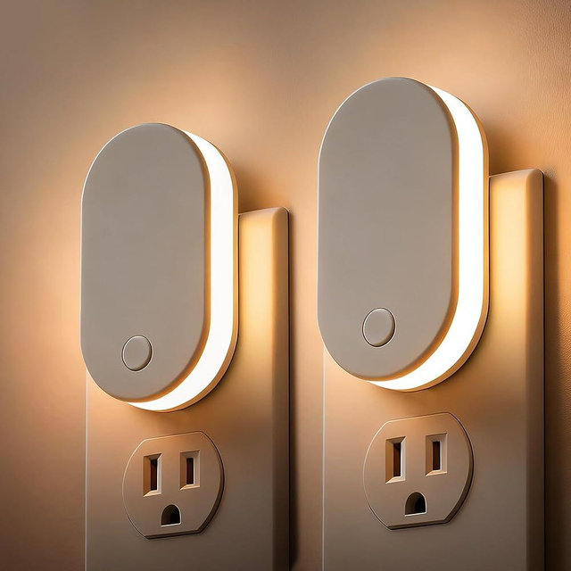 L LOHAS LED Night Lights Plug Into Wall: 2 Pack Night Light with Dusk to Dawn Sensor, Soft White 3000K Nightlight, 0-100LM Dimmable, 90° Foldable Plug in Night Light for Bathroom, Hallway, Bedroom