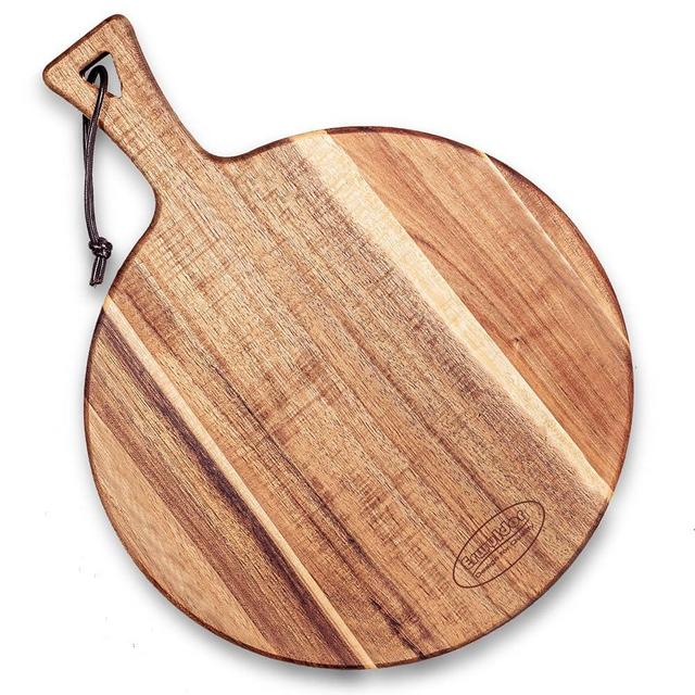 Acacia Wood Cutting Board -16x12" Round cutting board with Handle-charcuterie boards-Serving Board-Pizza Board-Cheese Board.decorative cutting boards for kitchen-Durable Multipurpose