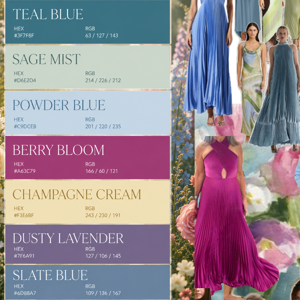 Inspiration for our guests to match our wedding colors! We love pops of color!