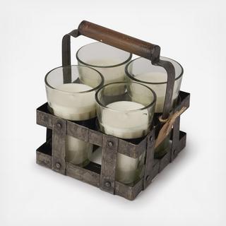 Pomegranite T-Light Candle in Holder, Set of 4