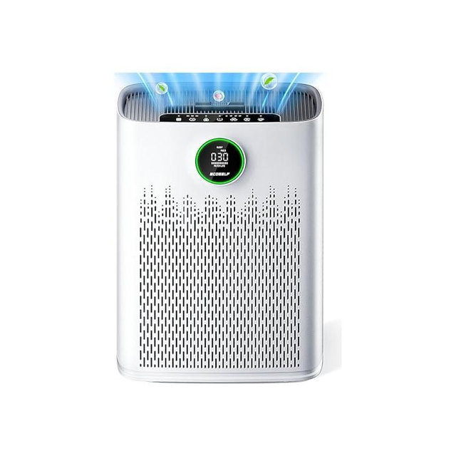 Air Purifiers for Home Large Room, Cover Up to 2400 Ft² with True HEPA Filter, Smart Mode, PM2.5 Air Quality Display, 22dB Sleep Mode, Aromatherapy with 2X-Purification & 360°Air Outlet, HAP603