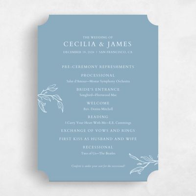 Blue Ticket Wedding Program - Everhart
