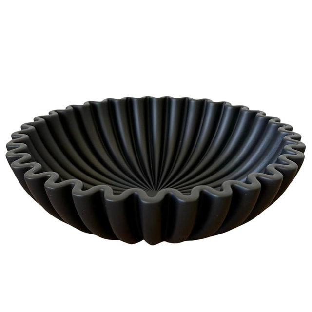 OAKOA Concrete Black Decorative Bowl for Home Decor - Black Fruit Bowl for Kitchen Counter - Black Bowl Decor - Modern Fruit Bowl Black - Centerpiece Bowl