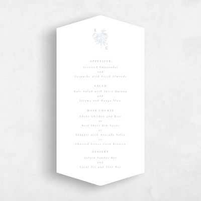 White Diamond Wedding Menu - Peonia