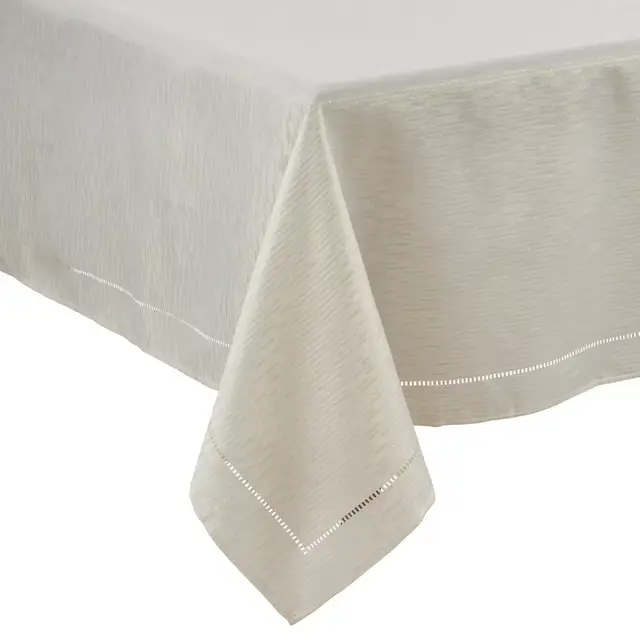 Saro Lifestyle Hemstitch 65-Inch x 120-Inch Oblong Tablecloth in Ivory
