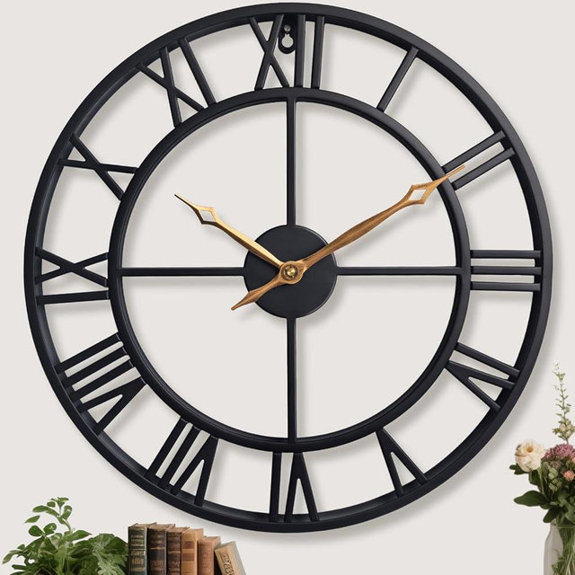 BBALOVEDRE 36 Inch Extra Giant Oversized Large Wall Clocks for Living Room Decor,Big Black Roman Numerals Metal Wall Clocks for Bedroom, Kitchen, Office,Housewarming Gift