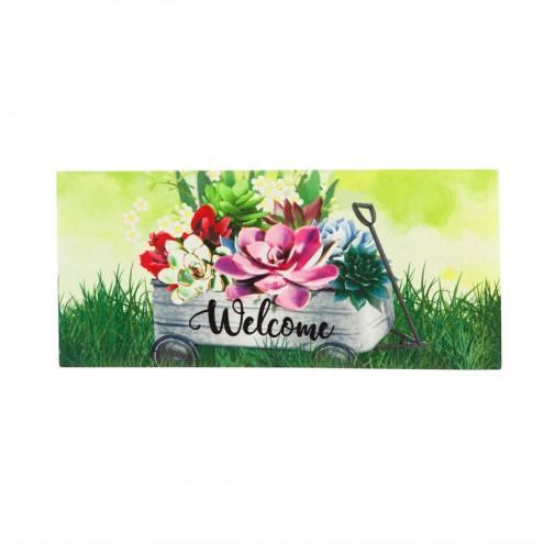 Galvanized Wagon with Succulents Sassafras Switch Mat