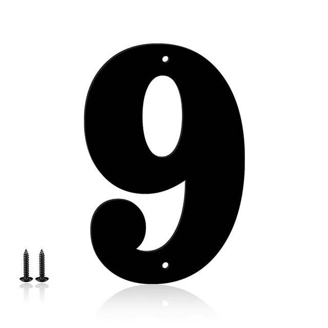 6 Inch Metal House Numbers, House Address Letters and Numbers for Outside Signs, Metal Letters Door Numbers Signage Street Address Plaque for Garden Door Mailbox Decor (Number 9)
