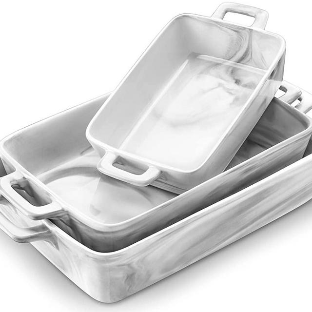 Bakeware Set of 3, MALACASA Ceramic Baking Dish Lasagna Pans 4/2.8/1.2 Quart, Porcelain Baking Pans Casserole Dish for Cooking Cake Pie Dinner Kitchen