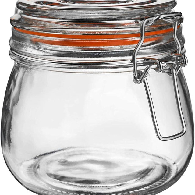 Hovico 25 oz Glass Jars With Airtight Lids And Leak Proof Rubber Gasket,Wide Mouth Mason Jars With Hinged Lids For Kitchen Canisters 750ml, Glass Storage Containers