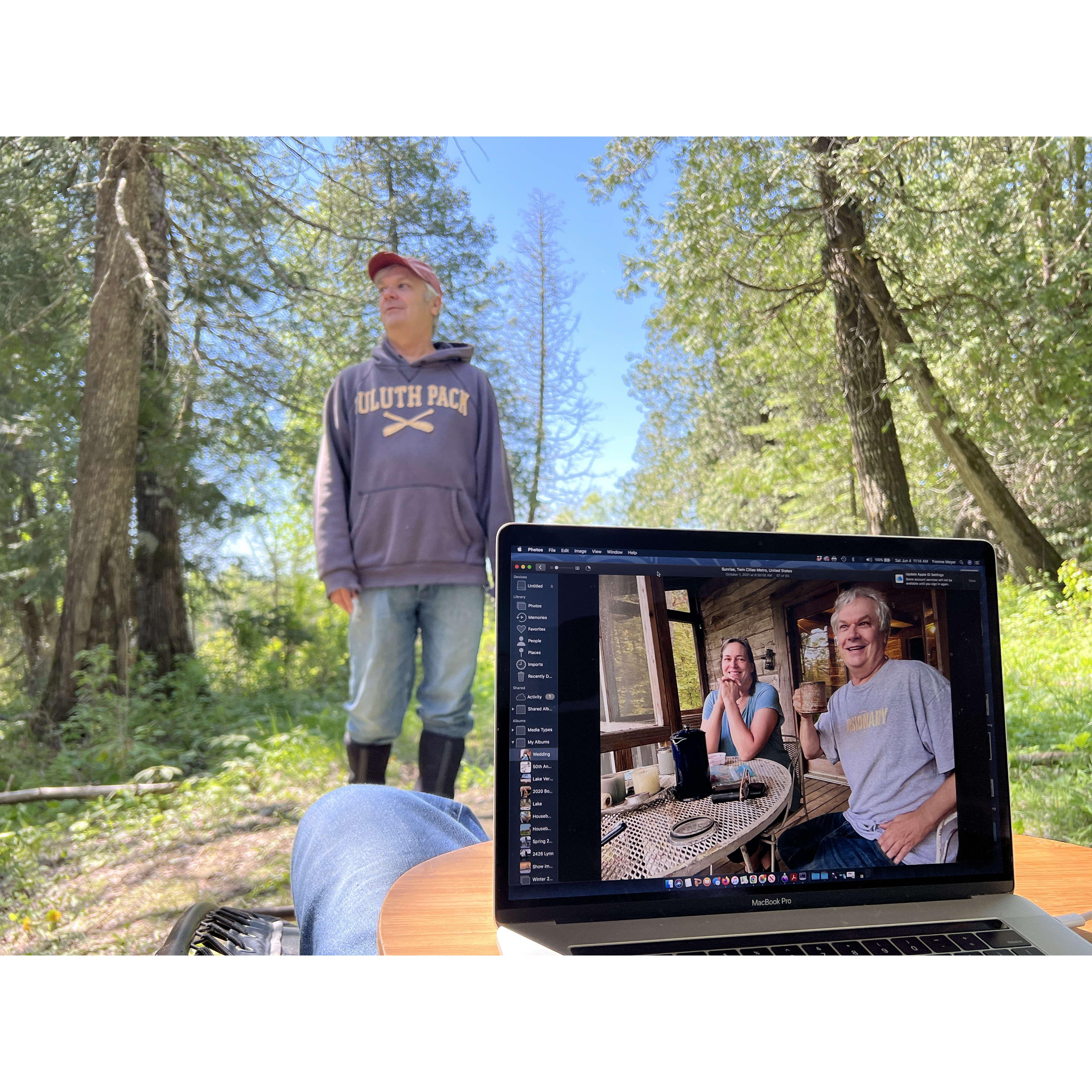 Much of our current focus is on building a cabin by Lake Vermillion in northern MN.  John is standing inside the footprint of where the cabin will go.