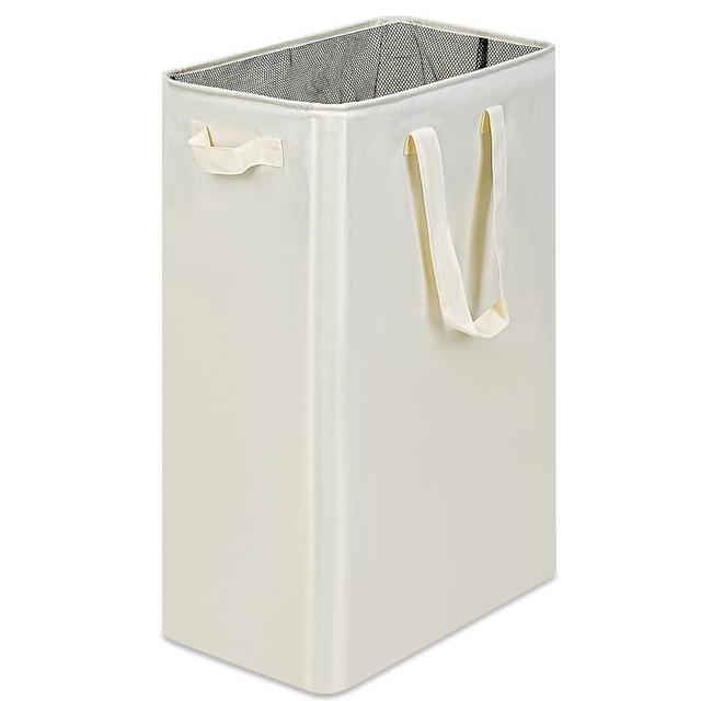 efluky Laundry Hamper, Slim Laundry Hamper with Handles, Collapsible Laundry Hamper for Clothes, Small Laundry Hamper for Bedroom, Dorm and Laundry Room, 19.8 Gallon (75L) Beige