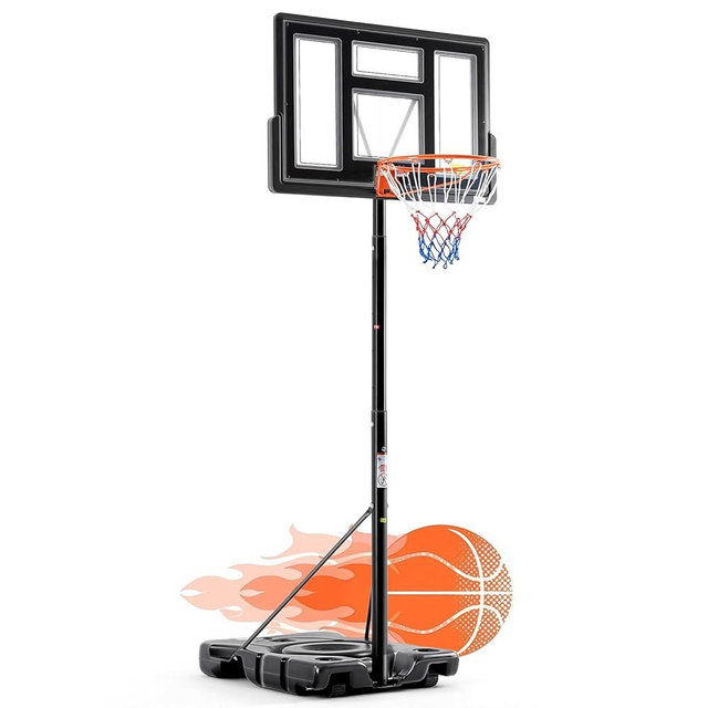 DUMOS 10FT Adjustable Height Portable Basketball Hoop Outdoor for Adult, 44 Inch Shatterproof Backboard w/Shock Absorbent Rim, Fillable Base, 2 Wheels for Swimming Pool/Indoor
