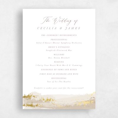 Brown Foil Wedding Program - Ione Foil
