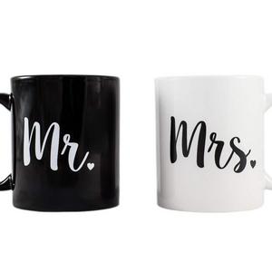 Cute Mr. & Mrs. Novelty Coffee Mug Set - Engagement - Wedding - Anniversary - Gift for Couples and Newlyweds