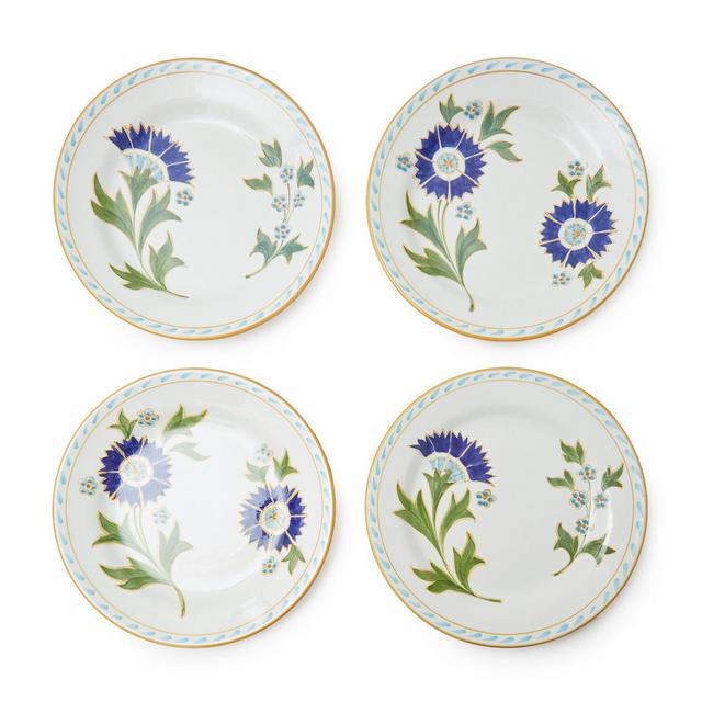 Set-of-Four Printed Ceramic Dessert Plates