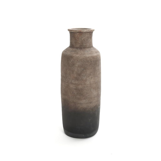 LuxenHome Ceramic Floor Vase,19 Inch Brown Ombre Terracotta Rustic Pottery Large Vases for Living Room Decor, Farmhouse Decorative Narrow Flower Vase Home Decor
