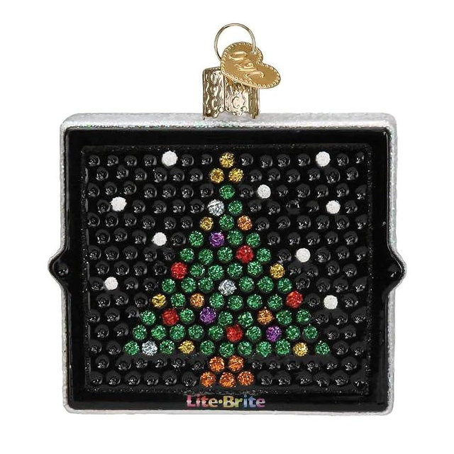 Old World Christmas Lite Brite Glass Blown Ornament for Christmas Tree, Handcrafted Holiday Decoration, Hasbro Games Collection