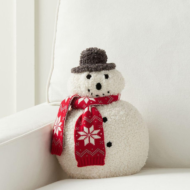Archie Snowman Shaped Throw Pillow, 14 x 8", Multi