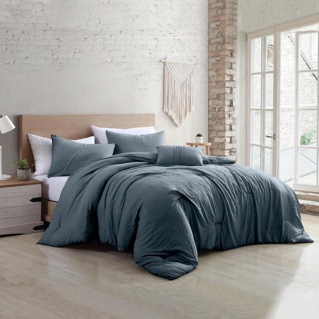 Modern Threads 4-Piece Garment-Washed Comforter Set Beck Denim Queen