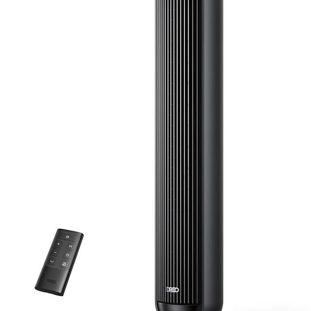 Dreo Tower Fan and Heater Combo, 29.2ft/s Standing Fans for Bedroom, 17 Levels, 6 Modes, 120° Oscillation, 42 Inch, 12H Timer, 25dB Quiet, with Remote, for Office, Large Room, Black