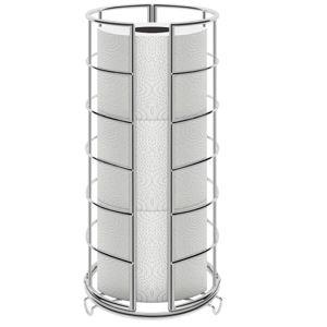 NearMoon Toilet Paper Organizer Stand, Free Standing 3 Rolls Tissue Storage, Metal Bathroom Accessory, Rustproof Toilet Roll Holder for Kitchen Countertop Inside Cabinet Shelf(Metal Base, Chrome)