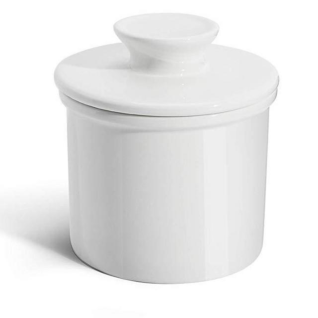 Porcelain Butter Keeper Crock, White