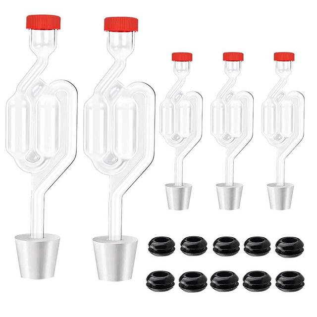 5ct. S - Shape Airlock with # 6 Stopper 5pcs & Grommets 10pcs,Bubble Fermentation Airlock for Brewing Wine Making Sauerkraut Kimchi (Improved Version)