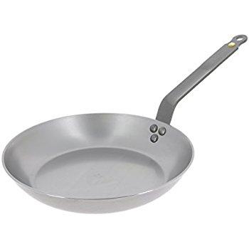 Matfer Bourgeat 062005 Black Steel Round Frying Pan, 11 7/8-Inch, Gray