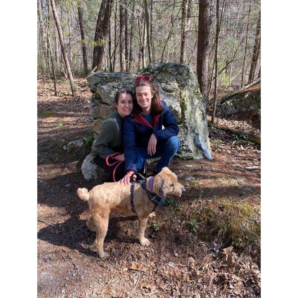 This hike with Olivia's childhood dog, Buckeye, happened during Chris' first visit to Harrisonburg in April 2021. He fit in right away!