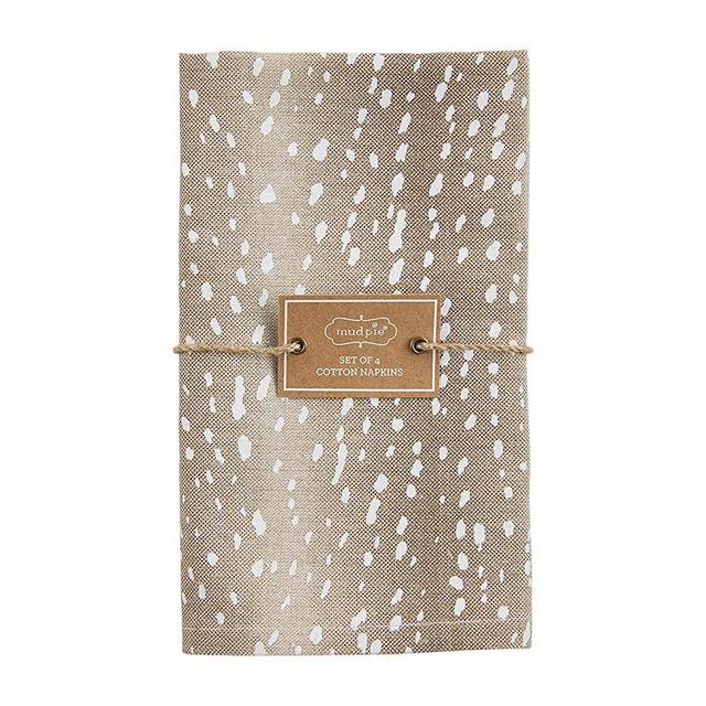 Mud Pie Animal Print Cloth Napkin Set, Fawn, 18" x 18"