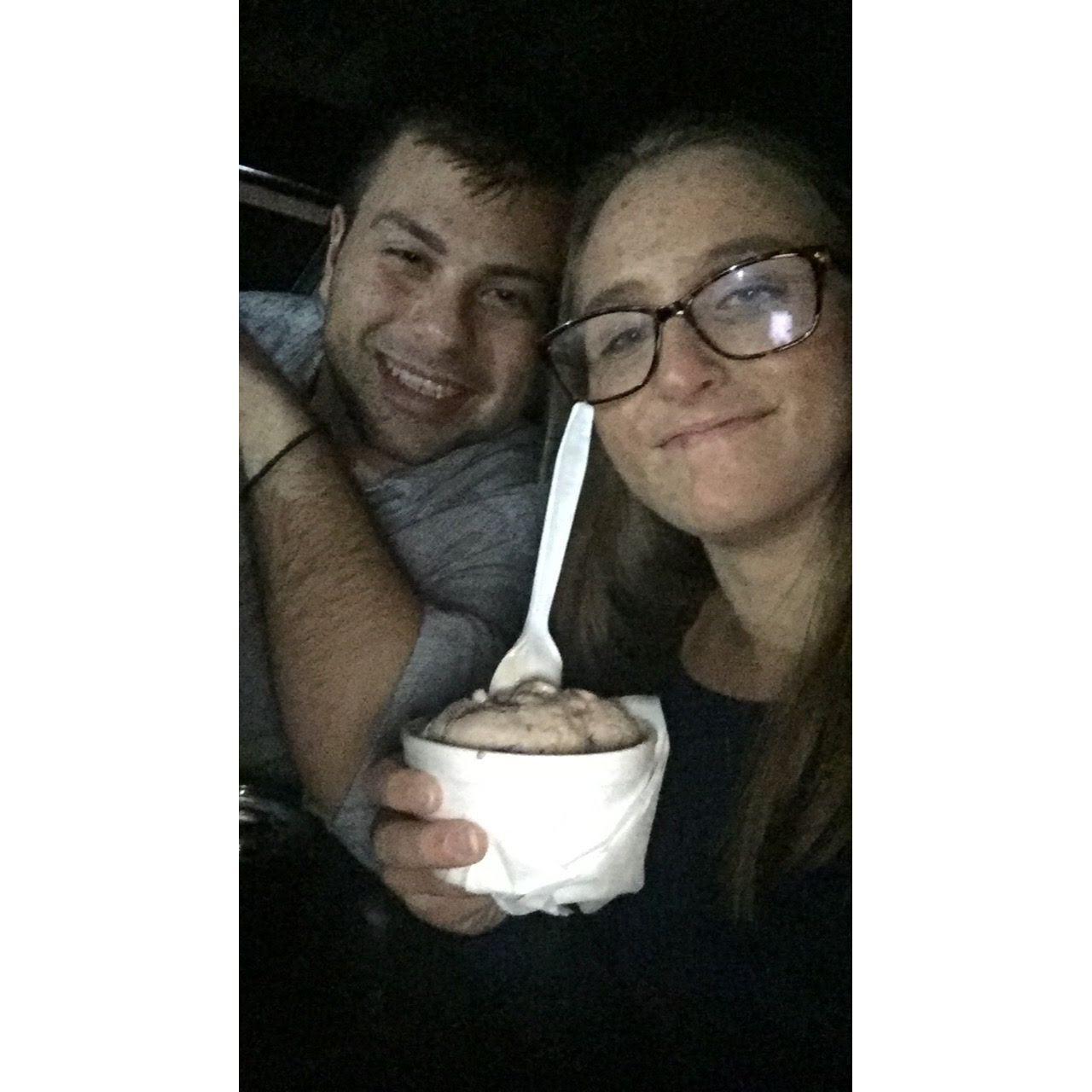 Krisos and Anna at their favorite mom and pop ice cream shop in rural Angier, NC where they frequented during medical school. This shop was featured on Food Network!