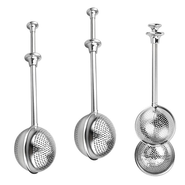 3Pcs Tea Infuser for Loose Leaf Tea, Loose Leaf Tea Ball Strainer Steeper Stainless Steel Long Handle Fine Mesh Tea Diffuser for Mugs, Sifter for Baking Sugar Shaker Flour Duster