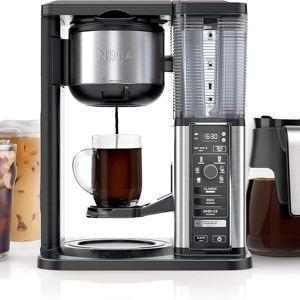 Ninja Specialty Coffee Maker, Hot & Iced Coffee, 6 Brew Styles, 8 Sizes, Small Cup to Travel Mug, 10-Cup Carafe, Fold-Away Frother, Permanent Filter, Removable Reservoir, Black, CM401