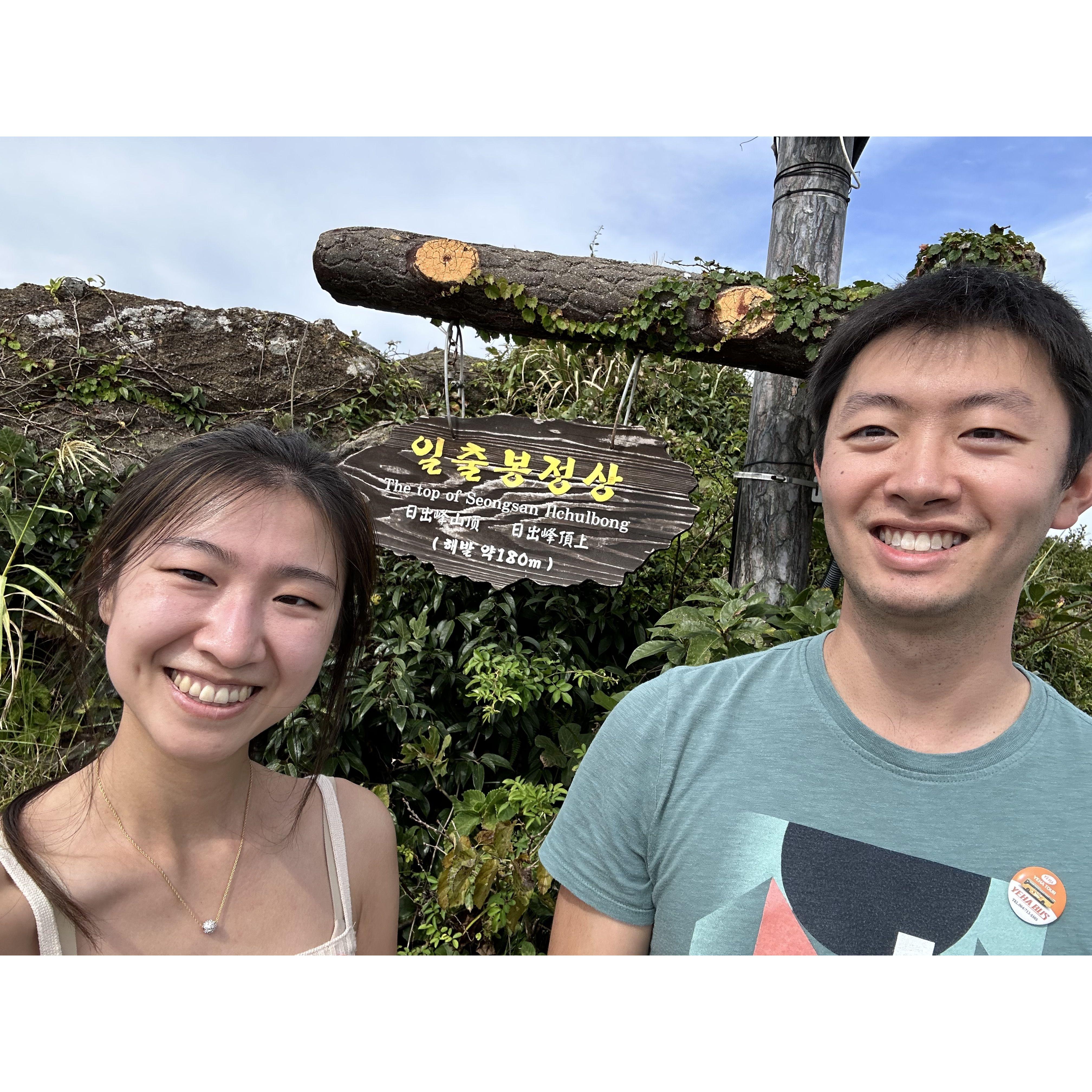 October 2022, Jeju - We had just finished climbing to the peak of Seongsan Ilchulbong, aka Sunshine Peak, and were super tired from rushing to the top.