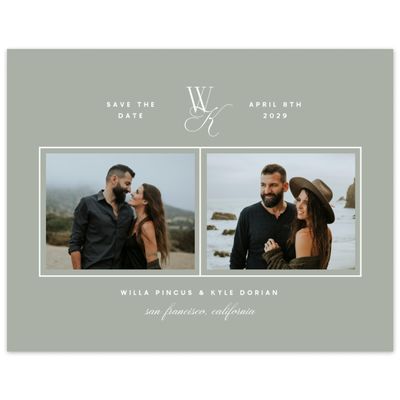 Pale Sage, Green Wedding Digital Save the Date - Lux Multiphoto