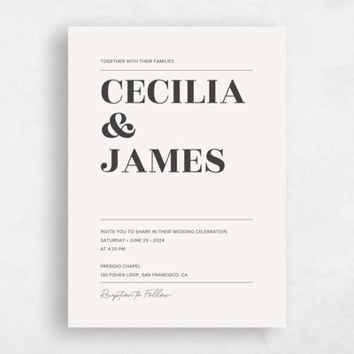 Light Oatmeal, Beige Wedding Invitation - Valier Type