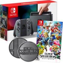 Nintendo - Switch 32GB Console with Gray Joy-Con Controllers and Super Smash Bros. Ultimate and Collectible Coin Package
