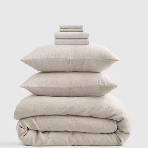 European Linen Deluxe Bedding Bundle - King Natural Chambray
